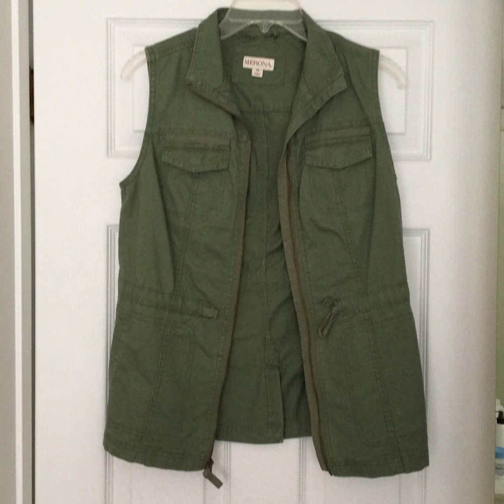 Merona utility army green vest